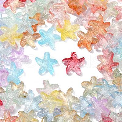 100Pcs Two Tone Transparent Glass Beads GLAA-CJ0001-84-1