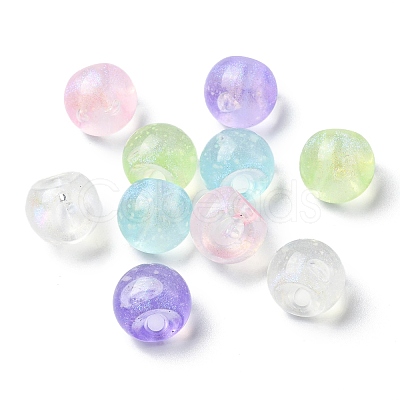 Plating Iridescent Luminous Acrylic Beads OACR-R256-04-1