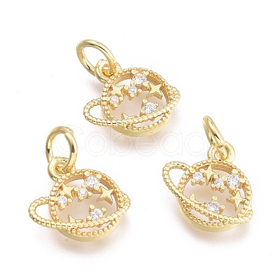 Brass Micro Pave Cubic Zirconia Pendants KK-P187-06G-1
