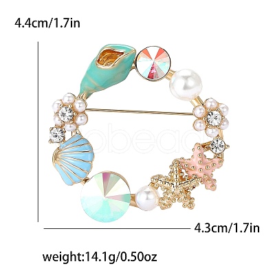 Ring with Conch & Starfish Enamel Pin PW-WG7F467-01-1