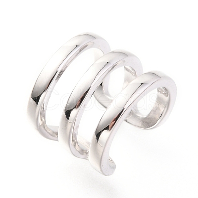 Anti-Tarnish Rhodium Plated 925 Sterling Silver Cuff Earrings EJEW-H124-12P-1