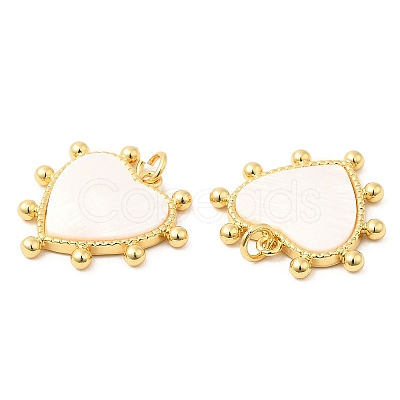 Rack Plating Brass Pendants with Shell KK-K343-04G-1