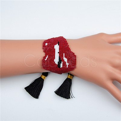 Bohemian Style Glass Seed Beads Braided Bead Bracelets for Women EW8497-2-1