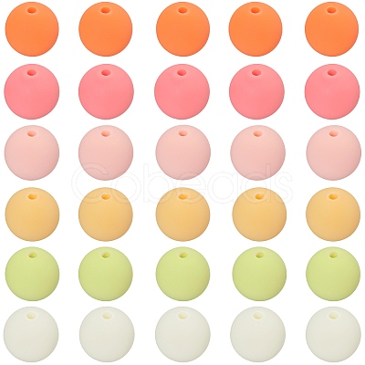 Rubberized Style Imitated Silicone Acrylic Beads MACR-PA0001-06B-03-1