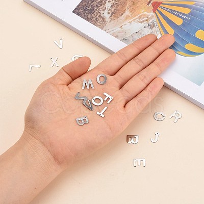 Tarnish Resistant 201 Stainless Steel Letter Charms STAS-S036-M-1