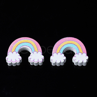 Printed Natural Wooden Beads WOOD-S055-28-1