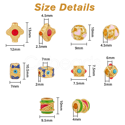 50Pcs 5 Styles Alloy Enamel Beads FIND-DC0002-45-1