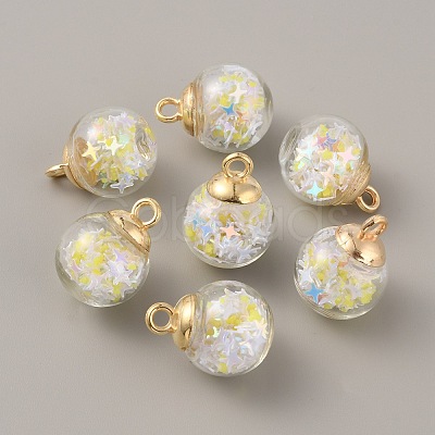 Transparent Glass Globe Pendants FIND-WH0146-35C-1