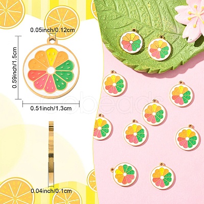 10PCS 10Pcs Fruit 304 Stainless Steel Enamel Charms STAS-YW0003-17G-1