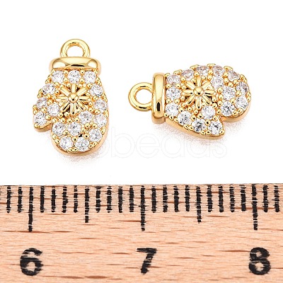 Christmas Theme Brass Micro Pave Clear Cubic Zirconia Charms KK-T073-12G-1