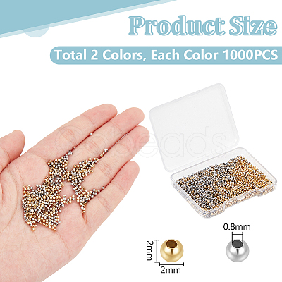 Unicraftale 2000Pcs 2 Colors 304 Stainless Steel Beads STAS-UN0050-61-1