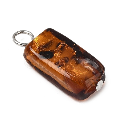 Handmade Gold Sand Lampwork Pendants PALLOY-JF04370-01-1