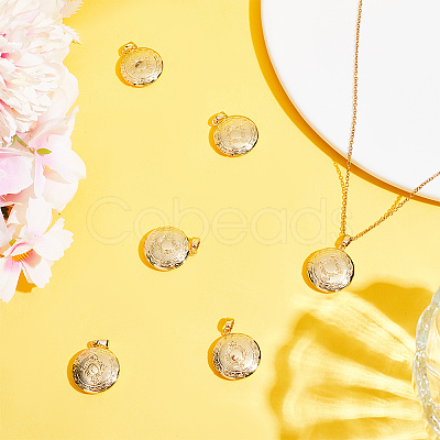 6Pcs Brass Locket Pendants KK-BBC0015-48-1