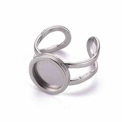 Non-Tarnish 201 Stainless Steel Cuff Pad Ring Settings X-STAS-S080-040A-P-1