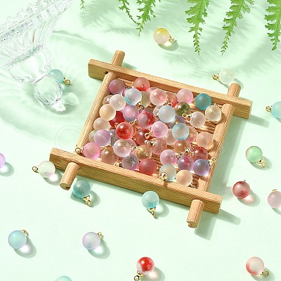 40Pcs Transparent Spray Painted Glass Charms GLAA-YW0003-89A-1