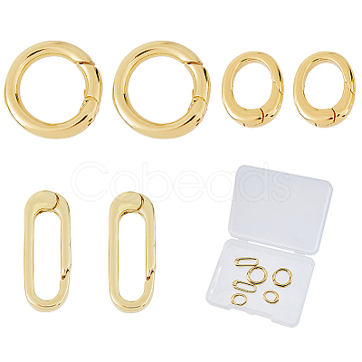 6Pcs 3 Styles Brass Spring Gate Rings KK-HS0015-07-1