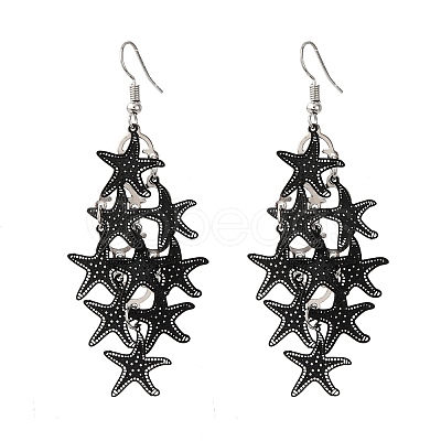 430 Stainless Steel Starfish Dangle Earrings EJEW-A137-11EB-1