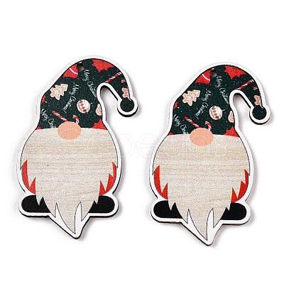 Christmas Single Face Printed Wood Big Pendants WOOD-H102-01F-1