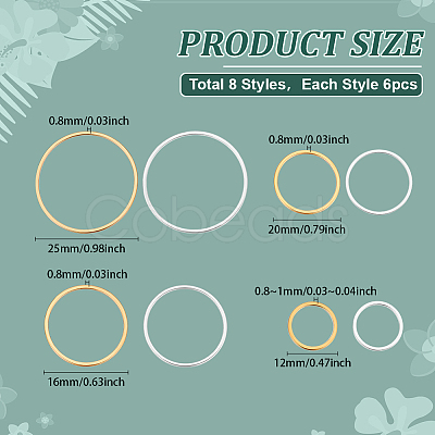 48Pcs 8 Styles 304 Stainless Steel Linking Ring STAS-ME0002-36-1