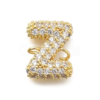 Brass Micro Pave Cubic Zirconia Letter Links KK-I717-04Z-1
