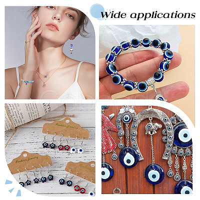 60Pcs 5 Colors Handmade Evil Eye Lampwork Beads LAMP-NB0002-19-1