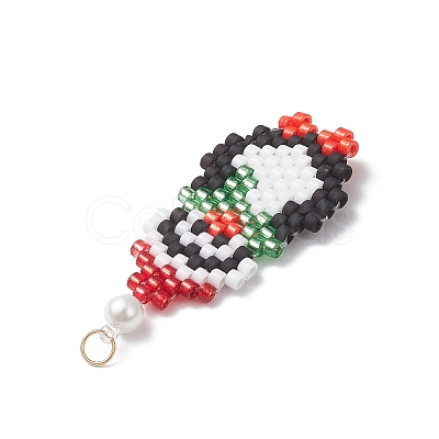 Christmas Glass Seed Beaded Penguin Pendants PALLOY-MZ01044-02-1