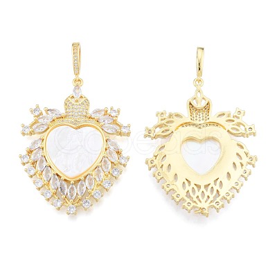 Brass Micro Pave Clear Cubic Zirconia Big Pendants KK-N227-130-1