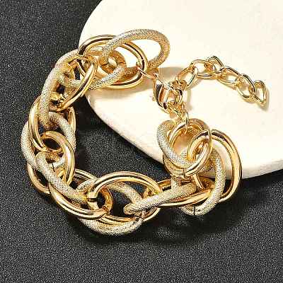 Punk & Hiphop Style Alloy Rolo Chains Link Bracelets for Women Men LS-BJEW-K270-01G-1