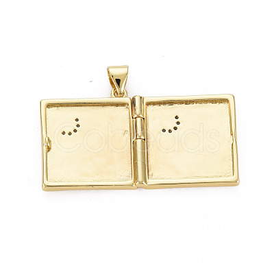 Brass Micro Pave Clear Cubic Zirconia Diffuser Locket Pendants for Teachers' Day ZIRC-T004-96G-NF-1