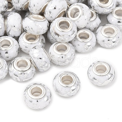 Opaque Resin Rondelle European Beads RESI-Z046-03A-1