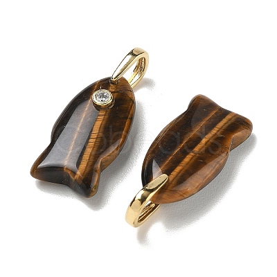 Natural Tiger Eye Pendants G-A297-01G-21-1