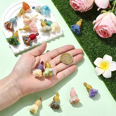 16Pcs 16 Colors Cotton Tassel Pendants FIND-YW0010-28-1