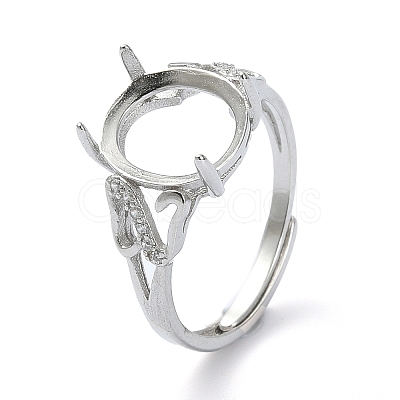 Adjustable 925 Sterling Silver 4 Prongs Ring Settings STER-K179-06P-1