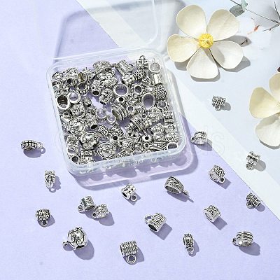 100Pcs 20 Styles Tibetan Style Alloy Tube Bails FIND-CJ0002-13-1