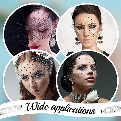 Vintage Polyester Rhinestone Mesh Face Veils for Women AJEW-WH0596-182B-1