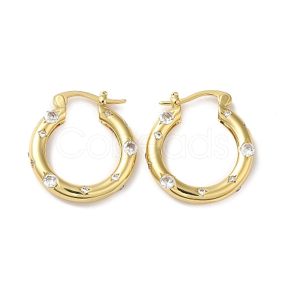 Cubic Zirconia Hoop Earrings EJEW-Z019-23B-G-1