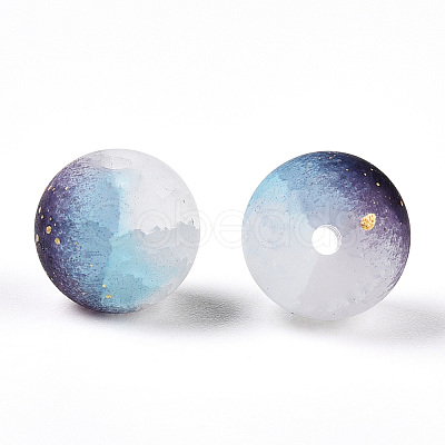 Frosted Baking Paint Crackle Glass Beads with Glitter Powder LS-X-DGLA-T004-01J-1
