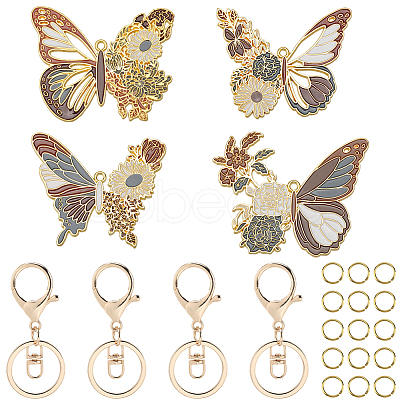DIY Alloy Enamel Butterfly Pendants Keychain Making Kits DIY-SP0003-10D-1