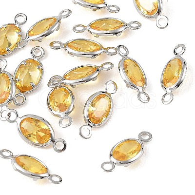 SHEGRACE Brass Pave Cubic Zirconia Oval Connector Charms XGRQ2O407-439C-P-1