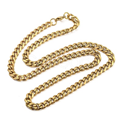 PVD Vacuum Plating 201 Stainless Steel Curb Chain Necklaces NJEW-Q336-11B-G-1