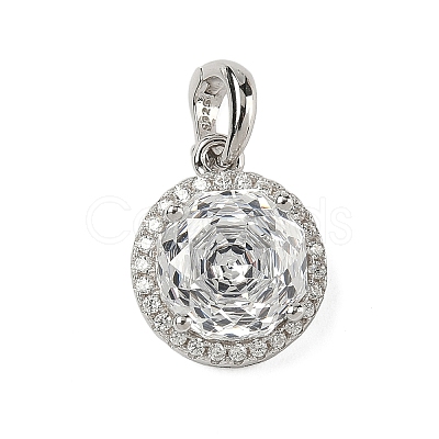 925 Sterling Silver Pave Cubic Zirconia Pendants STER-B009-01A-04-1