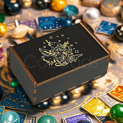 Rectangle Engraved Plywood Wooden Tarot Storage Boxes with Sliding Lid CON-WH20008-10D-1