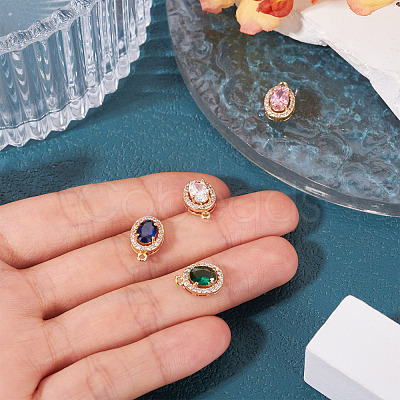 4Pcs 4 Colors Brass Micro Pave Cubic Zirconia Pendants KK-TA0002-58-1