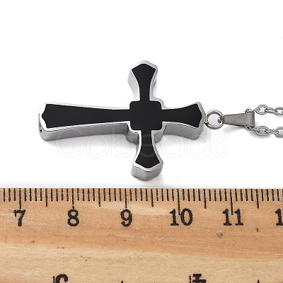 304 Stainless Steel Black Enamel Cross Urn Ashes Necklaces STAS-Z106-05P-1