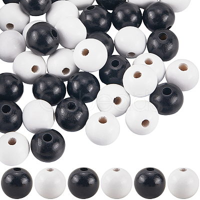 50Pcs 2 Colors Wood Large Hole European Beads WOOD-SP0001-50-1