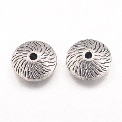 Tibetan Style Alloy Flat Round Beads TIBEB-5386-AS-FF-1
