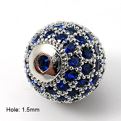 Brass Cubic Zirconia Beads X-ZIRC-D009-03P-1