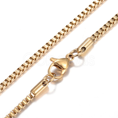 304 Stainless Steel Box Chain Necklaces X-STAS-O053-27G-1