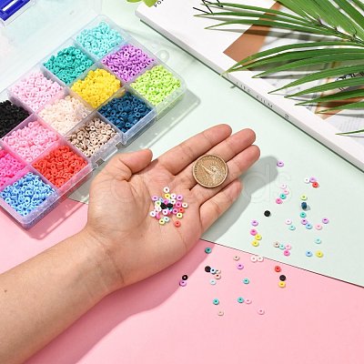 150G 15 Colors Handmade Polymer Clay Beads CLAY-JP0001-12-4mm-1
