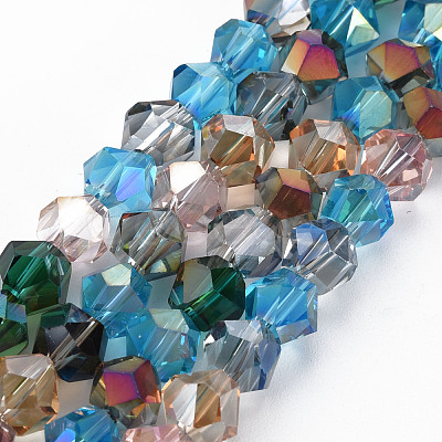 Electroplate Transparent Glass Beads Strands EGLA-T008-21-1